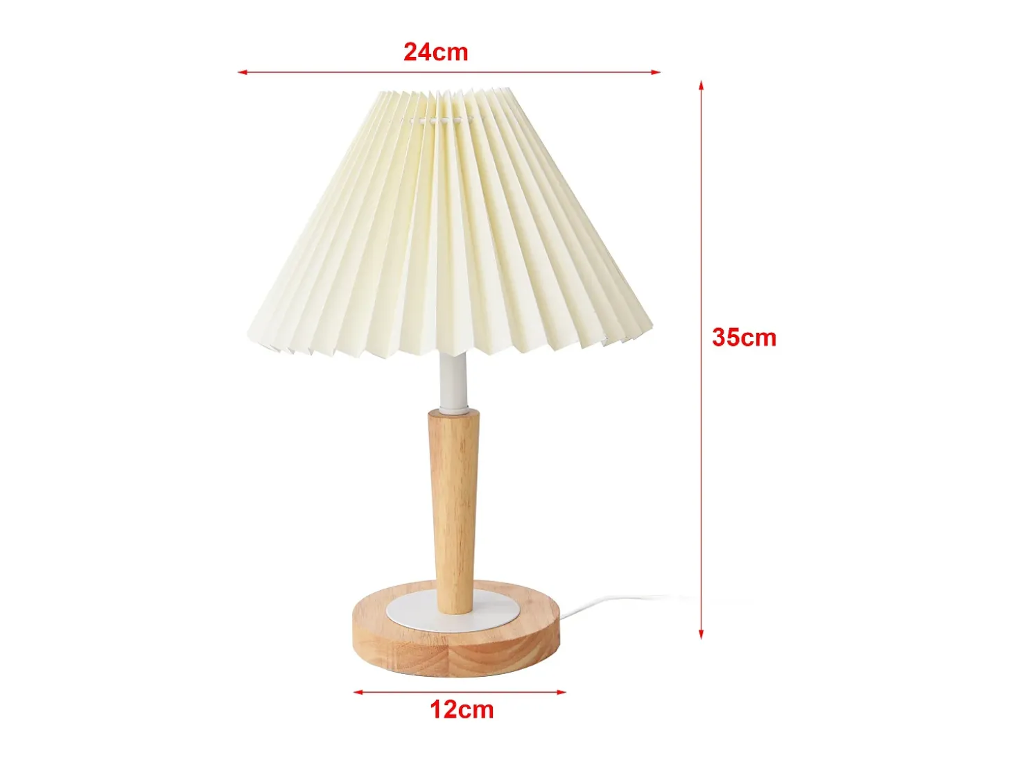 Abajur de mesa 35 cm com efeito madeira branco creme 03_0007403