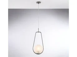 Afrodite - Suspensão em ferro cromado preto 1 luz com esfera dm.20 159 - Ø24 - BL286-S1-NR