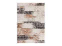 Alfombra abstrata - 200x290cm - laranja, creme, preto - Kuza Lines