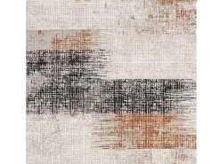 Alfombra abstrata - 120x170cm - laranja, creme, preto - Kuza Lines