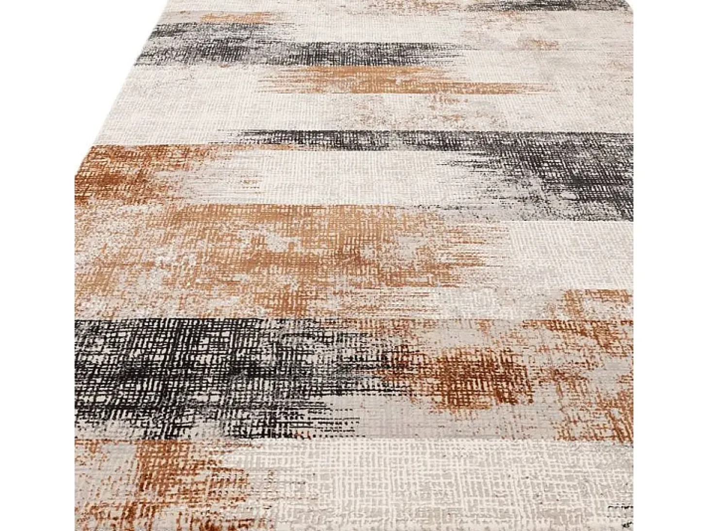 Alfombra abstrata - 120x170cm - laranja, creme, preto - Kuza Lines