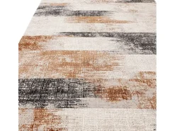 Alfombra abstrata - 160x230cm - laranja, creme, preto - Kuza Lines