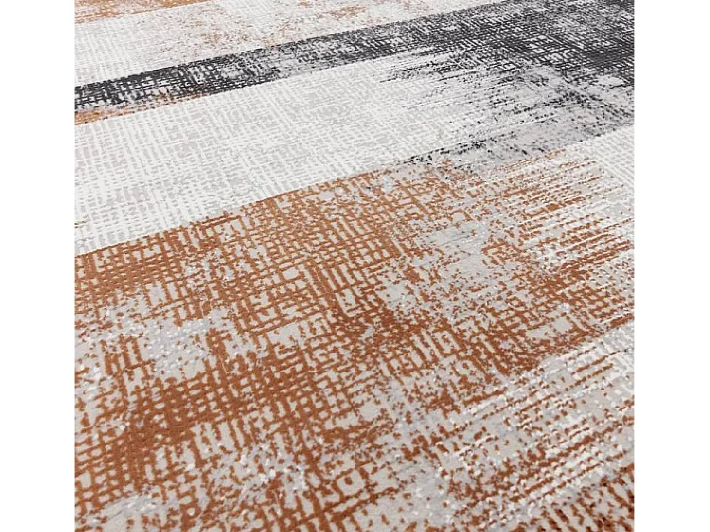 Alfombra abstrata - 160x230cm - laranja, creme, preto - Kuza Lines