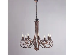 Alma - Lustre em ferro lacado preto com decoração. cobre antigo 8 luzes 128 - Ø67 - BL130-8-NR