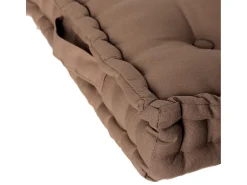 Almofada de Chão em Algodão Taupe 40 x 40 cm com Botões e Alça