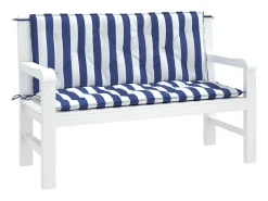 Almofadões p/ banco jardim 2 pcs 120x50x7 cm tecido azul/branco PT632331