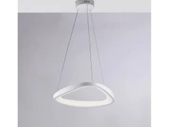 Anna Candeeiro suspensão triangular em metal e alumínio lacado branco com LED integrado e cabos eléctricos reguláveis ​​130 Ø50 BL249-S50T