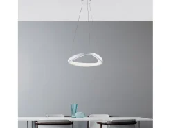 Anna Candeeiro suspensão triangular em metal e alumínio lacado branco com LED integrado e cabos eléctricos reguláveis ​​130 Ø50 BL249-S50T