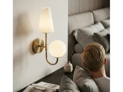 Apare de parede para interior, candeeiro de parede dourado com lâmpadas E14x2 incluídas