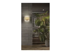 Aplique Amsterdam estilo clássico - Altura 21 cm - interior - aço e níquel acetinado - abat-jour de fita plissada bege - E27 Ø45 Máx. 40W-IP20