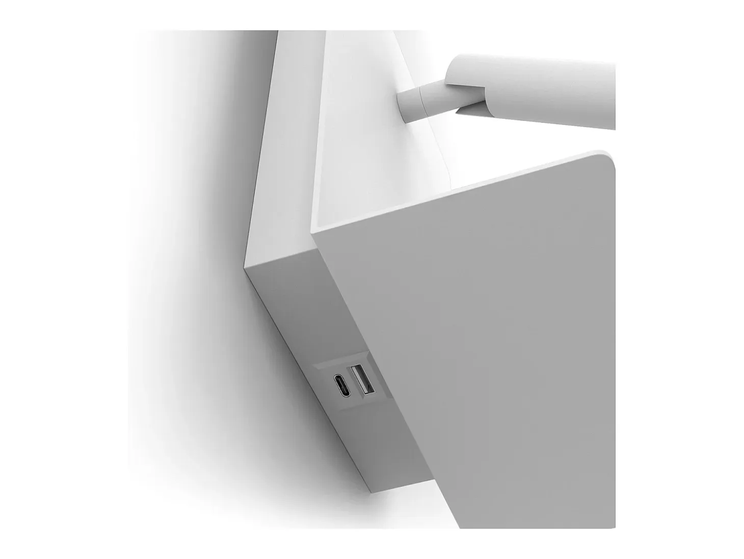 Aplique BALTIC estilo moderno - LED SMD 3W - 251lm e 3K - USB - 350º - on&off - 30.000 horas - IP20 - aço e branco