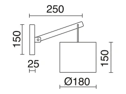 Aplique BRITTA estilo moderno - E27 60W - 90º graus - algodão - aço e madeira - ip20