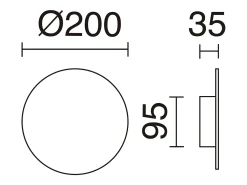 Aplique CIRCULAR estilo moderno e versátil - D.ø20 cm - LED SMD 9W - 890lm e 3k - alumínio e preto