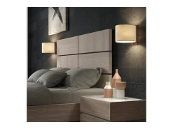 Aplique COMPACT estilo moderno em madeira - D. 20 cm - E27 40W - ø45 - ip20 - madeira e algodão bege