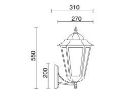 Aplique ELITE 6 estilo clássico - A 55 cm x L 34 cm - E27 42W - Vidro transparente - IP44 - alumínio e branco