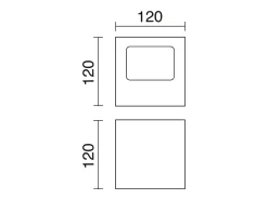 Aplique em alumínio estilo moderno BRICK - Largura 12 x Altura 12 cm - alumínio escovado - LED SMD 2x 5W - 3K - para cima e para baixo - 67º - IP44