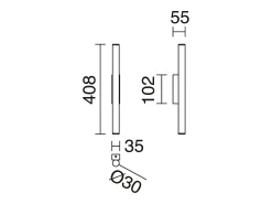 Aplique estilo moderno TANIA - A 40,8 cm - 2x LED SMD 4W - 400lm e 3K- up&down - aço e preto - IP40