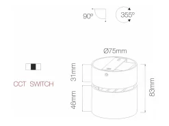 Aplique LED Mini Concord Tricolore 7w preto redondo ajustável