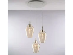 Ares - Suspensão em ferro com vidro pirex âmbar 3 luzes 141 - Ø50 - BL273-S3-AM