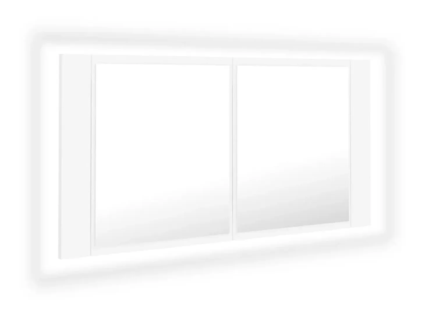 Armário espelhado casa de banho LED 90x12x45 cm acrílico branco PT602268