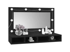 Armário espelhado com luzes LED 90x31,5x62 cm preto PT420950