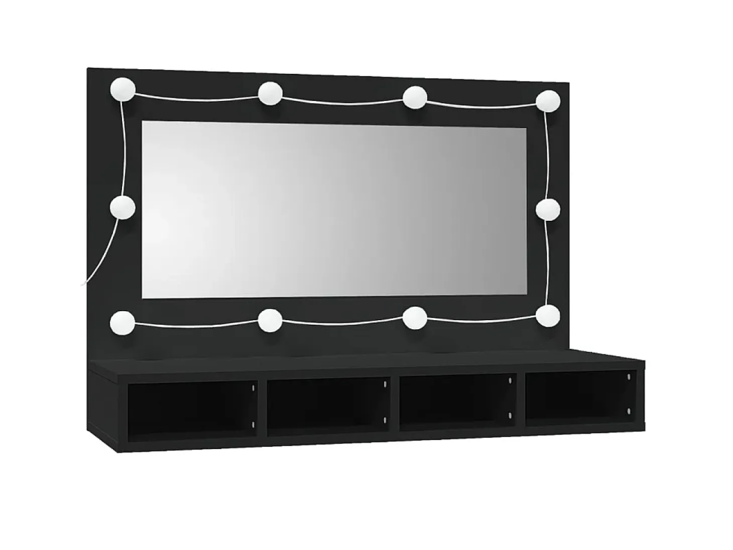 Armário espelhado com luzes LED 90x31,5x62 cm preto PT420950