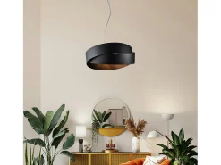 Astro - Suspensão em ferro lacado preto com cabo de aço regulável 2 luzes 122 - Ø46 - BL207-2-NR