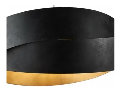 Astro - Suspensão em ferro lacado preto com deco exterior e decoração pretos. interior em ouro antigo e cabo de aço ajustável 2 luzes