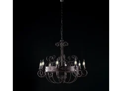 Baltimore - Lustre de ferro lacado preto e ferrugem 8 luzes 126 - Ø76 - BL183-8-RG