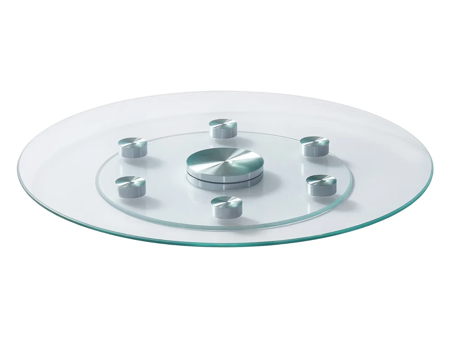 Bandeja Giratória Redonda SucceBuy para Mesa, 61 cm, Bandeja de Serviço Giratória a 360°, Centro de Mesa de Jantar em Vidro Temperado com 6 Rodas, para Banquetes