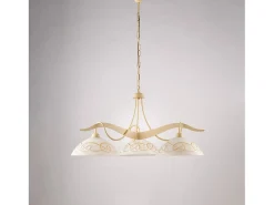 Bilbao - Lustre em ferro marfim com deco efeito decapado e difusores de vidro d. 30 luzes brancas e âmbar 3 luzes 106 - Ø89