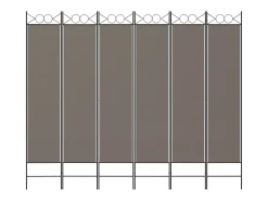 Biombo - Divisória com 6 painéis 240x200 cm tecido antracite PT341711