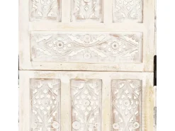 Biombo esculp. mão 5 painéis 200x165cm mangueira maciça branco