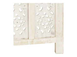 Biombo esculp. mão 5 painéis 200x165cm mangueira maciça branco