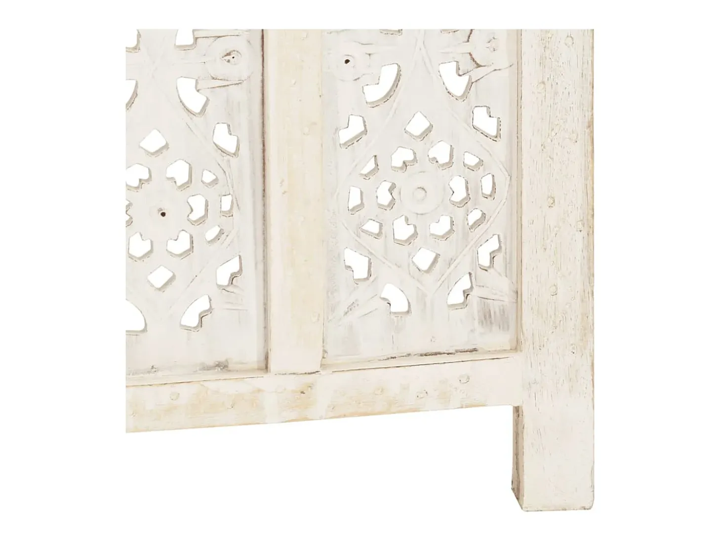 Biombo esculp. mão 5 painéis 200x165cm mangueira maciça branco
