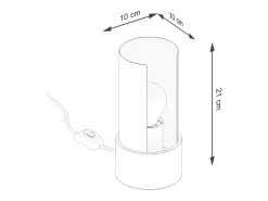 Candeeiro de mesa Torow minimalista, aço - 1 fontes de luz 3000K - L.10 x H.21 cm - branco
