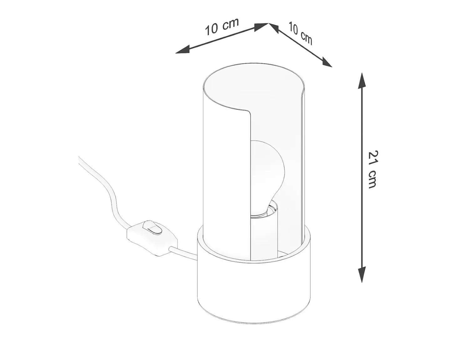 Candeeiro de mesa Torow minimalista, aço - 1 fontes de luz 3000K - L.10 x H.21 cm - branco