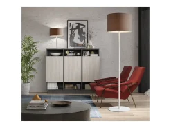 Candeeiro de pé Amsterdam estilo clássico - A170 cm - aço e branco - on/off - E27 Máx. 40W - IP20