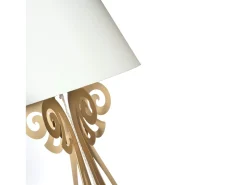 Candeeiro de pé Circeo 60x180 cm Estrutura em ferro branco com abajur marfim Design vintage moderno com interruptor de pé Fabricado em Itália