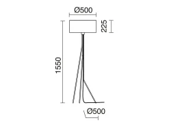 Candeeiro de pé DIAGONAL estilo moderno - Altura 155 cm - E27 13W - abajur sintético ø50 cm - ligado e desligado - cabo de 2 m - aço e branco - interior