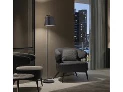 Candeeiro de pé em aço estilo moderno NEMO com abajur sintético - Dia. 25 x Altura 140 cm - aço - IP20 - E27 40W - branco e castanho