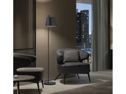 Candeeiro de pé em aço estilo moderno NEMO com abajur sintético - Dia. 25 x Altura 140 cm - aço - IP20 - E27 40W - branco e branco