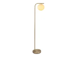 Candeeiro de pé em latão escovado e vidro branco - D.28 x A.150 cm - Dourado - SOFIA