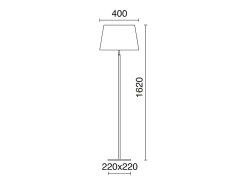 Candeeiro de pé estilo clássico FIRENZE - Altura 162 cm - E27 60W - Cabo de 2 metros - on&off - IP20 - aço e branco