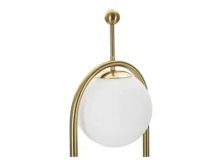 Candeeiro de pé GLAMY ARC Ø 28X168 em metal dourado com abajur em vidro branco