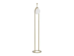 Candeeiro de pé GLAMY ARC Ø 28X168 em metal dourado com abajur em vidro branco