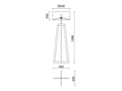 Candeeiro de pé KARA estilo moderno e clássico -Alt. 158 cm x D. ø45 cm - E27 60W - cabo de 2 m - on&off - IP20 - madeira - aço e algodão branco