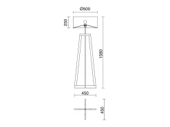 Candeeiro de pé KARA estilo moderno e clássico -Alt. 158 cm x D. ø45 cm - E27 60W - cabo de 2 m - on&off - IP20 - madeira - aço e preto - algodão branco