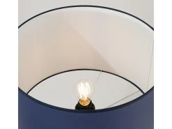 Candeeiro de pé Nevia minimalista, tecido/PVC/aço - 1 lichtbronnen - L.40 x H.135 cm - azul marinho/preto