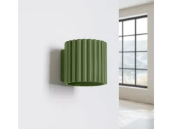 Candeeiro De Parede Aura Minimalista, Alumínio - 1 Lichtbronnen - L.10 X H.10 Cm - Verde Oliva